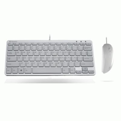 TASTIERA+MOUSE USB ATLANTIS P013-LK-8830-COMBO MINITASTIERA 78 ULTRA SLIM USB CON MOUSE OTTICO -SILVER/BIANCA