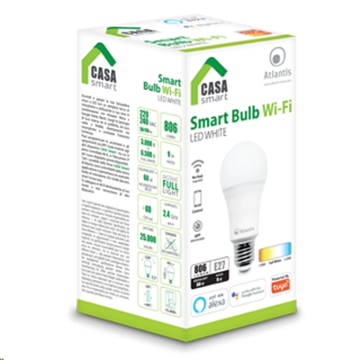 LAMPADA SMART BULK WI-FI 9W (E27) ATLANTIS A17-SB09-W BIANCA-CONTROLL.TRAMITE APP GRATUITA