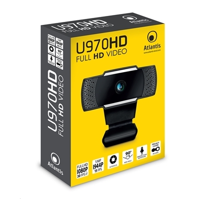 WEBCAM ATLANTIS P015-U970HD RISOL.1080P USB2.0- RISOL. FULL HD 1920X1080 30FPS E 2592X1944 15FPS CON MICROF.-AUTOFOCUS