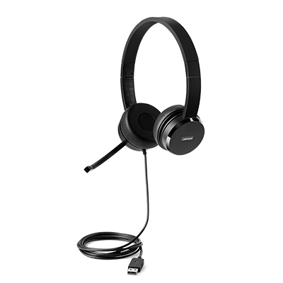 CUFFIE+MICROFONO LENOVO 4XD0X88524 USB2.0 STEREO100 PELLE+MEMORY FOAM PLUG-AND-PLAY USB-A CAVO 1.8MT