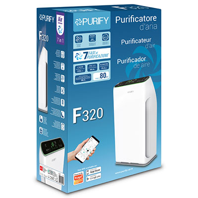 PURIFICATORE D ARIA PURIFY PY-F320 CON LAMAPADA UV - FUNZIONE IONIZZATORE -TECNOLOGIA 7IN1-COP.FINO 80M²