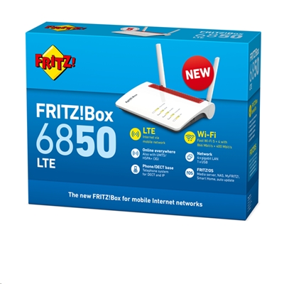 WIRELESS MODEM/ROUTER AVM FRITZ! BOX 6850 LTE FINO 150MBIT/S WLAN AC+N 866MBIT/S(5GHZ)+400MBIT/S (2.4GHZ)4P LAN,1P USB3.0