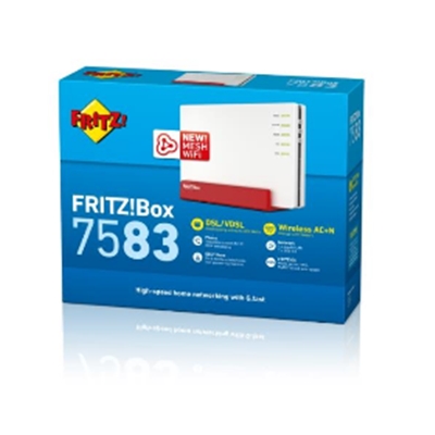 WIRELESS ROUTER AVM FRITZ! BOX 7583 BI-BAND 802.11AC/802.11N-PORTA XDSL 4P GIGABIT 3P PER TEL.VOIP 2P USB3.0