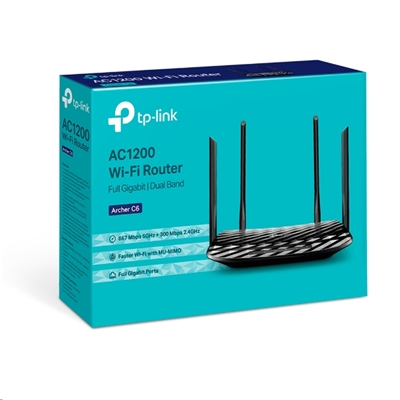 WIRELESS AC1200 ROUTER DUAL BAND TP-LINK ARCHER C6 5GHZX867MBPS/2.4GHZX450MBPS MU-MIMO,IPTV,  5P GIGABIT - 4 ANT.