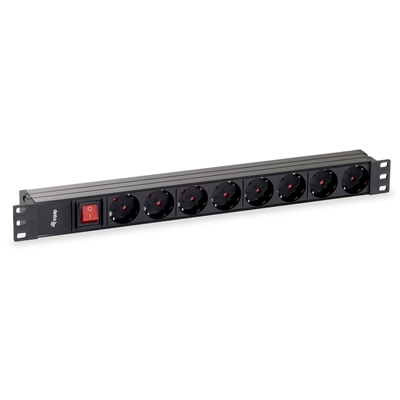 STRISCIA MULTIPRESA 8P EQUIP 333283 NERA CEE7/4 CON SWITCH-CAVO 1,8MT - PER RACK 19