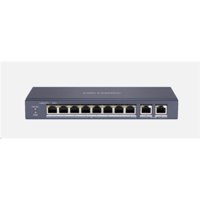 SWITCH 8P LAN 10/100M RJ45 POE+2P GIGABIT RJ45 HIKVISION DS-3E0310P-E/M 802.3AF/AT, POE POWER BUDGET 60W-METALLICO