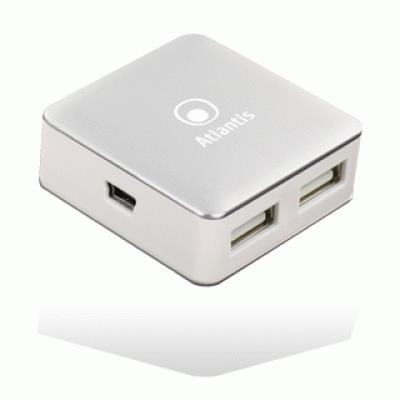 HUB MINI USB2.0 4P ATLANTIS P014-UH28 BIANCO/SILVER - EAN 8026974016016 - GARANZIA 2 ANNI-