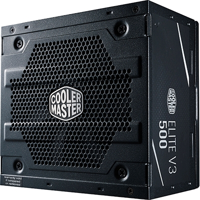 ALIMENTATORE ATX 500W COOLERMASTER ELITE 500 V3 MPW-5001-ACABN1-EU PFC ATTIVO EFFICIENZA 82% 240VAC FAN120MM CAVO EU