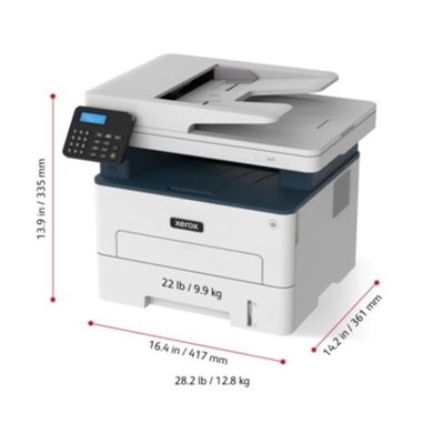 STAMPANTE MFC LASER XEROX B225V_DNI 3IN1 34PPM USB LAN WIFI AIRPRINT F/R 512MB LCD ADF 600X600DPI 1Y