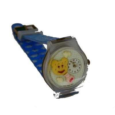 OROLOGIO BIMBO CORMAX CX-MN110 QUADRANTE BIANCO CON ORSETTO -CINTURINO IN PLASTICA TRASPARENTE