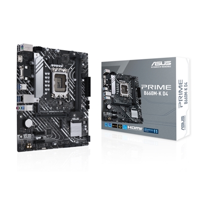 MB ASUS PRIME B660M-K D4 B660 LGA1700 4XDDR4DC-5333OC HDMI D-SUB 1XPCIE4.0X16 4XSATA3R M2 GBLAN USB3.2 MATX 90MB1950-M0EAY0