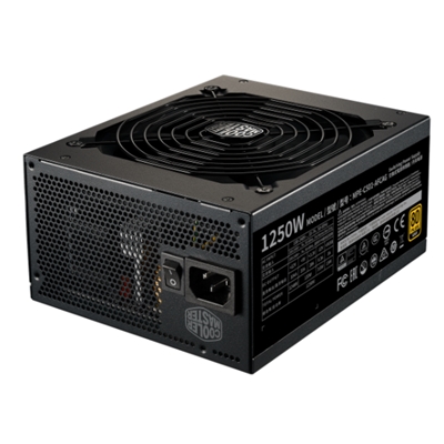 ALIMENTATORE ATX 1250W COOLERMASTER MWE GOLD-V2 MPE-C501-AFCAG-EU PFC ATTIVO 80+ GOLD FULL MODULARE 240VAC FAN140MM CAVOEU