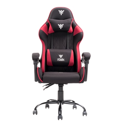 SEDIA GAMING ITEK RHOMBUS FF10 - TESSUTO, DOPPIO CUSCINO, SCHIENALE RECLINABILE, NERO ROSSO (ITCGFF10BR)