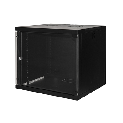 RACK19'' ARMADIO  9U LK1909UN A PARETE L540XP450XA485 NERO CON PORTA IN VETRO - ASSEMBLATO