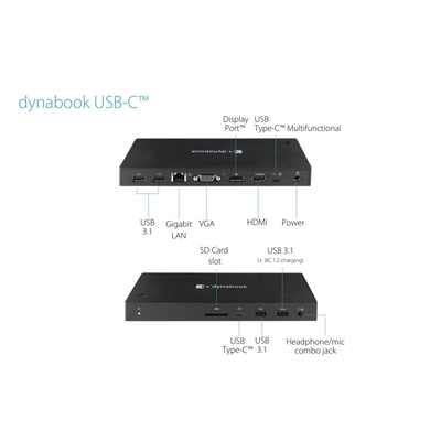 DOCKING STATION USB-C DYNABOOK PA5356E-1PRP HDMI-DP-VGA GLAN 4XUSB3.0 2XUSB-C SD ALIMENTATA CON FUNZIONE CARICAMENTO  FINO:09/05