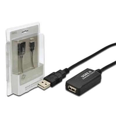 PROLUNGA USB2.0 M/F CON CAVO 5MT DIGITUS DA70130 -PORTATA MAX FINO A 20MT (CON ALTRI 3 CAVI)- EAN:4016032325529