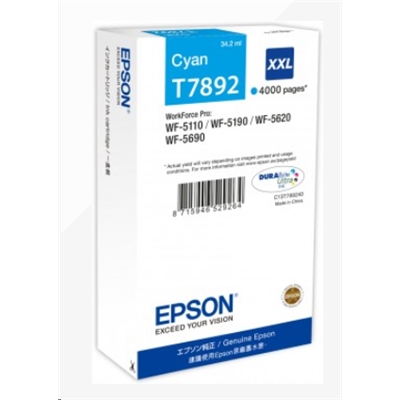 CARTUCCIA EPSON T7892 XXL C13T789240 CIANO 4.000PG X WORKFORCE PRO WF-5110DW, WF-5190DW WF-5620DWF, WF-5690DWF