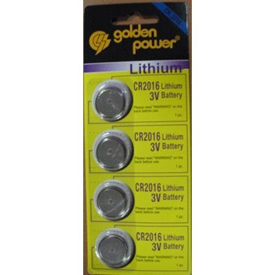 BATTERIA LITHIUM CR2016 TIPO BOTTONE GOLDENPOWER DA 3V ULTRAPIATTA - BLISTER 4 PZ. CR2016 BC4