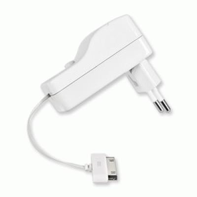 CARICABATTERIE APPLE30PIN DA CASA RETRAK EUIPADWALLW CAVO 80CM RETRATTILE BIANCO OUT:2,1A 0816983010253