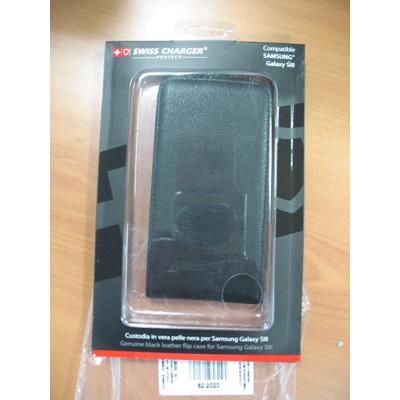 CUSTODIA X SAMSUNG GALAXY SIII SCP10037 SWISS CHARGER IN VERA PELLE NERA