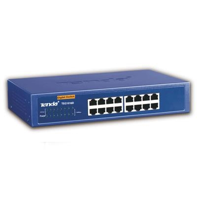 SWITCH 16P LAN GIGABIT RACK TENDA TEG1016D METALLO - SUPP.AUTOPOLARITà SU OGNI PORTA-KIT RACK INCL. - GARANZIA 3 ANNI FINO:31/05