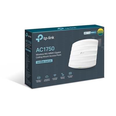 WIRELESS N ACCESS POINT 1750M DUALBAND TP-LINK EAP245 1P GIGA LAN,802.3AF POE, MULTI-SSID, 6 ANTENNE  INTERNE