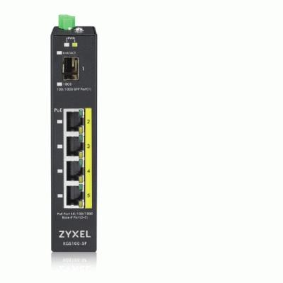 SWITCH INDUSTRIALE 5P LAN GIGABIT POE ZYXEL  RGS100-5P-ZZ0101F  UNMANAGED -  (4P POE, EROG. FINO 120W + 1P SFP)