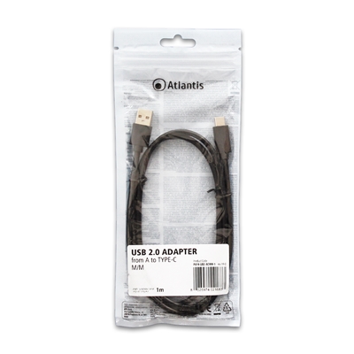 ADATTATORE USB2.0 A/TYPE-C M/M 1MT ATLANTIS P019-UB2-ACMM-1