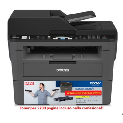 STAMPANTE BROTHER MFC LASER MFC-L2710DW SPECIAL EDITION - TONER IN DOTAZ. 700PG + TONER AGGIUNTIVO 4,5K INCLUSO FINO:31/05