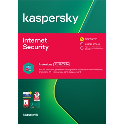 KASPERSKY BOX INTERNET SECURITY 2020 -- 5 DISPOSITIVI (KL1939T5EFS-20SLIM) FINO:30/06
