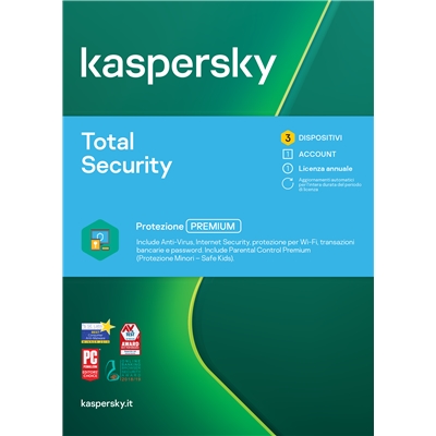 KASPERSKY BOX TOTAL SECURITY 2020 -- 3PC X PC/MAC/ANDROID (KL1949T5CFS-20SLIM) FINO:30/06