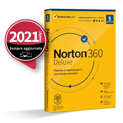 NORTON BOX 360 DELUXE -- 5 DISPOSITIVI (21397535) - 50GB BACKUP FINO:27/05