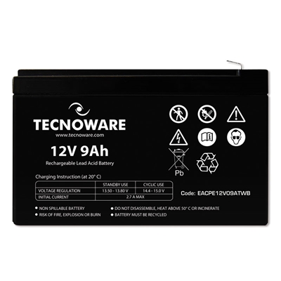 BATTERIA X UPS/ANTIFURTI/ETC. 12V  9.0AH TECNOWARE - EACPE12V09ATWB - CM. 151X65X94+5 (LXPXH) ERMETICA AL PIOMBO