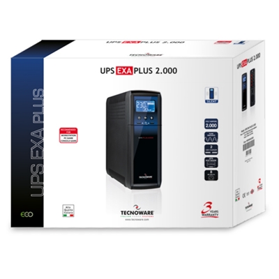 UPS TECNOWARE EXA-PLUS 2000 FGCEXAPL2000 2000VA/1400W(CASHBACK*) +2USB 2.1A LCD-LIGHT SINUS +AVR +PROT.RJ45/11 +USB XSW(DA WEB)