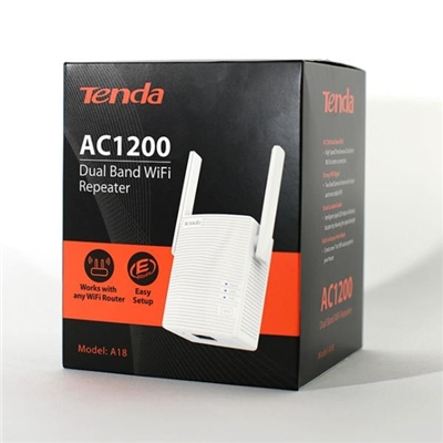 WIRELESS N EXTENDER AC1200 DUAL BAND TENDA A18 - 2 ANT. ESTERNE FISSE- GARANZIA 3 ANNI