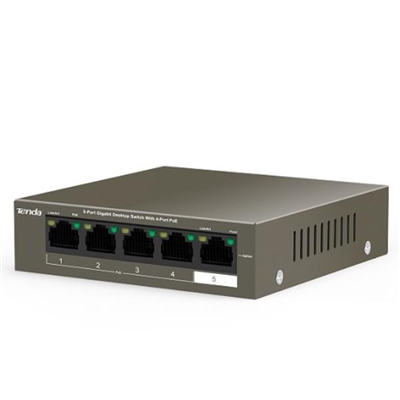 SWITCH 5P LAN GIGABIT TENDA TEG1105P-4-63W POE-METALLO - GARANZIA 3 ANNI