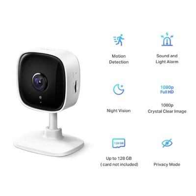 VIDEOCAMERA WIRELESS TP-LINK TAPO C100 INDOOR CAMERA RIS.1080P - SUPPORTA MICRO SD FINO 128GB (NO INCL.)- GAR.3 ANNI