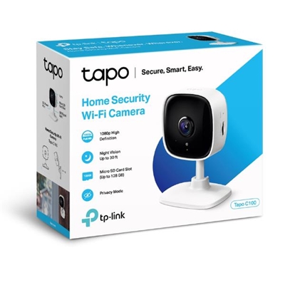 VIDEOCAMERA WIRELESS TP-LINK TAPO C100 INDOOR CAMERA RIS.1080P - SUPPORTA MICRO SD FINO 128GB (NO INCL.)- GAR.3 ANNI