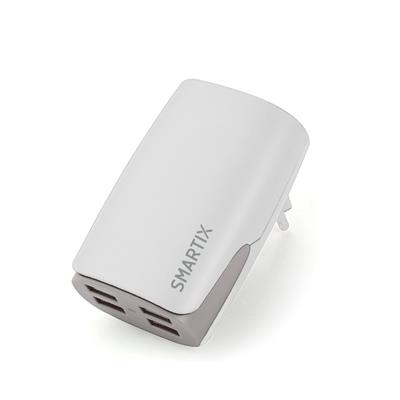 CARICA BATTERIE DA CASA/UFFICIO ATLANTIS P008-ST4000 ALIMENTATORE CORRENTE AC CON 4 PRESE USB-DA 2.1A FINO 4A