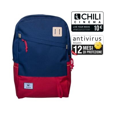 BORSA ZAINO NB 15.6'' ATLANTIS P004-BP1340-A MOD.AVANA-BLU/ROSSO-GUAINA ANTI URTO,PORTA DOC.-TASCA FRONT.-NYLON