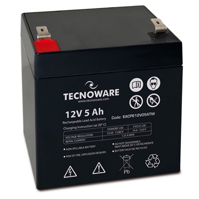 BATTERIA X UPS/ANTIFURTI/ETC. 12V  5.0AH TECNOWARE - EACPE12V05ATWB - CM. 90X70X102+5 (LXPXH) ERMETICA AL PIOMBO