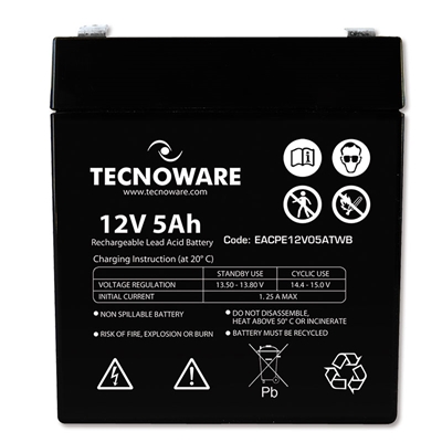 BATTERIA X UPS/ANTIFURTI/ETC. 12V  5.0AH TECNOWARE - EACPE12V05ATWB - CM. 90X70X102+5 (LXPXH) ERMETICA AL PIOMBO