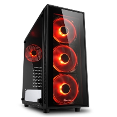 CABINET ATX SHARKOON TG4-RED NERO 6SLOT 45,5X20X43CM 2X3,5'' 4X2,5'' 2XUSB3.0 4XVENTOLA-120MM-RED FINESTRA LATERALE