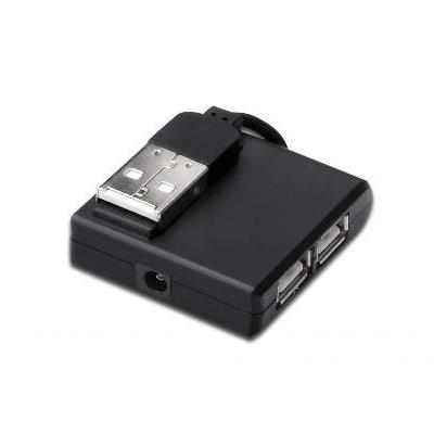 HUB MINI USB2.0 4P DIGITUS DA70217 NERO - CAVO INCLUSO - EAN:4016032306542