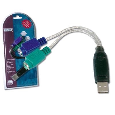 ADATTATORE PS2/USB  DIGITUS DA70118 X CONNETTERE MOUSE E TASTIERE PS2 A PORTA USB A - EAN: 4016032117933