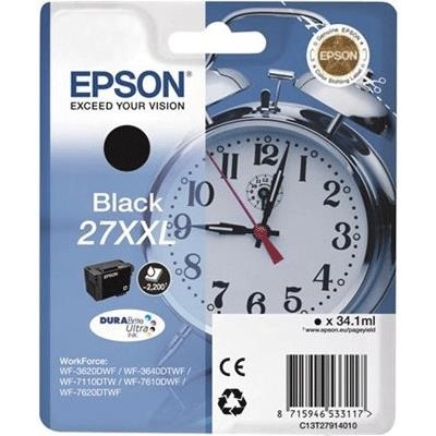 CARTUCCIA EPSON 27XXL ''SVEGLIA'' C13T27914010/12 NERO X WF-7110DTW/7610DWF/7620DTWF/3620DWF/3640DTWF