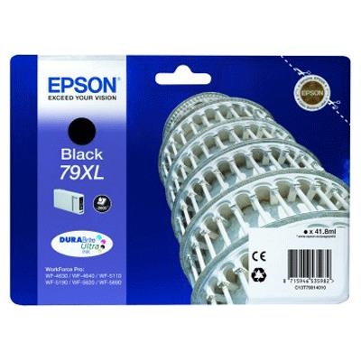 CARTUCCIA EPSON 79XL ''TORRE DI PISA'' C13T79014010 NERO 2.600PG X WORKFORCE PRO WF-5110DW, WF-5190DW WF-5620DWF, WF-5690DWF