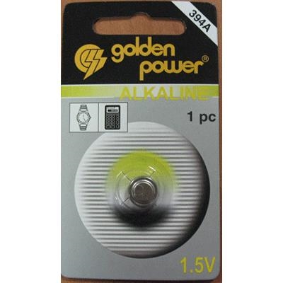 BATTERIA ALKALINA 394A TIPO MINI BOTTONE GOLDENPOWER DA 1.5,V - BLISTER 1 PZ. 394ABC1(AG9) LR45 PER OROLOGI E CALCOLATRICI