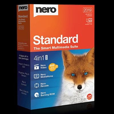 NERO STANDARD 2019 - SMART MULTIMEDIA SUITE - VIDEO+BURNING+MEDIAHOME+RECODE - 10090000/1451