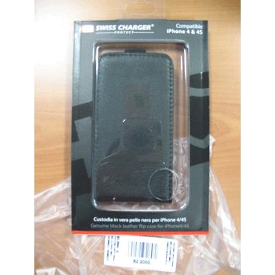 CUSTODIA X APPLE IPHONE 4/4S SCP10004 SWISS CHARGER IN VERA PELLE NERA